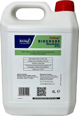 Gallup Biograde Weedkiller RTU 4L - Extra Strong Glyphosate Spray for Effective Weed Control on Driveways, Gardens, Paths & Patios, Quick Application