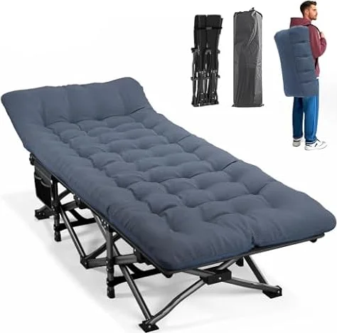 ATORPOK SHOP Camp Beds for Adults, Folding Camping Cot with Cushion | Foldable Padded Mattress; Easy Storage with Carry Bag; Portable Guest Bed for Travel, Camping & Outdoor Use; Supports 450 lbs