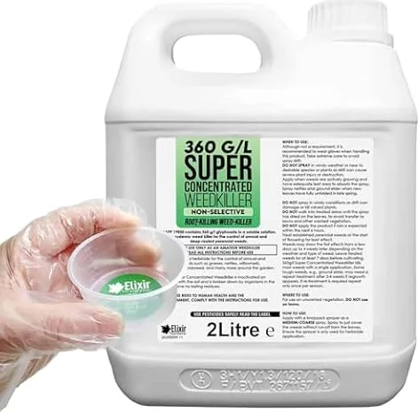 Elixir Gardens 360 g/l Glyphosate Weed Killer 2 x 1L + Cup & Gloves