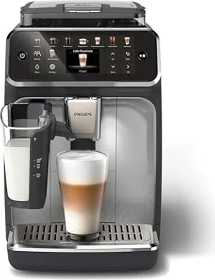 PHILIPS 5400 Series Bean to Cup Coffee Machine, LatteGo, 12 Drinks OneTouch | Fully Automatic, 12 coffee options, LatteGo Milk system, fastest to clean, ceramic grinder (EP5446/70)