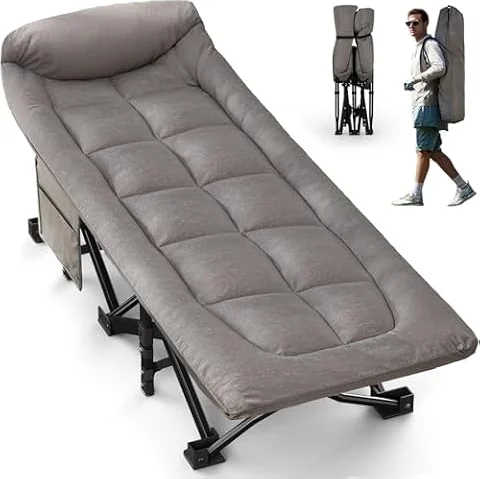 OVERMONT 28" Extra Wide Padded Folding Camping Beds for Adults