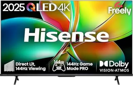 Hisense 43" 43E78QTUK PRO 144Hz QLED Smart AI TV - Hi-View AI Engine, 144Hz Game Mode PRO, Dolby Atmos, Quantum Dot Colour with Freely, Disney +, YouTube, Netflix