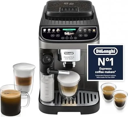 De'Longhi Magnifica Evo Next - Automatic Coffee Machine 13 Drinks Titanium | Bean to Cup, Hot LatteCrema Automatic Milk Frother, Cappuccino Maker, One-Touch Drinks, Colour Display, ECAM312.80.TB