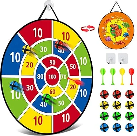 Kiztoys 26 Inches Kids Dart Board Set, Sticky Ball Game Party Toys for Kids | Double Sided with 12 Sticky Balls, Indoor Outdoor Party Games Toys for 3 4 5 6 7 8 9 10+ Year Old Boy Girl and Adult